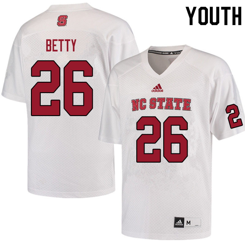 Youth #26 Devon Betty NC State Wolfpack College Football Jerseys Sale-White